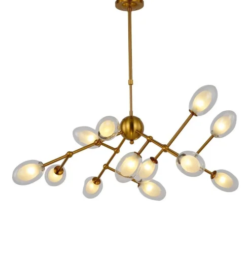Люстра на штанге Crocus LDP 7002-12 MD Lumina Deco прозрачная на 12 ламп, основание бронзовое в стиле современный 