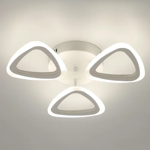 Люстра потолочная LED с пультом Мадлен 424012903 DeMarkt белая на 1 лампа, основание белое в стиле хай-тек с пультом фото 2