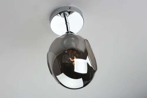 Бра Marsala OML-93801-01 Omnilux прозрачный серый на 1 лампа, основание хром в стиле лофт  фото 5