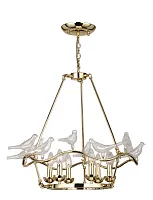 Люстра подвесная  Pajaritos 1750-6P Favourite без плафона на 6 ламп, основание жёлтое золотое в стиле кантри птички