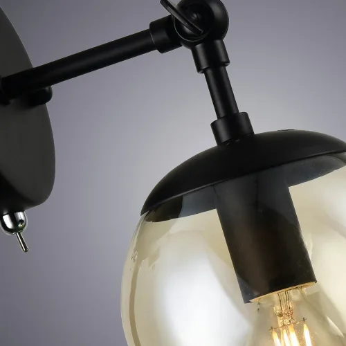 Бра с выключателем Bolla A1664AP-1BK Arte Lamp янтарный на 1 лампа, основание чёрное в стиле современный лофт молекула фото 3