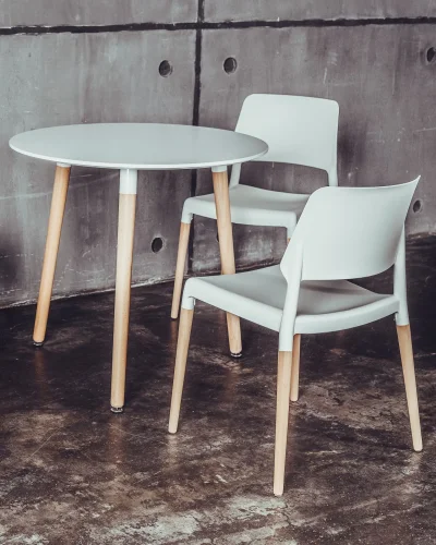 Стол круглый EAMES DST NEW D=80 белый на деревянных ножках УТ000039064 Stool Group столешница белая из мдф фото 5