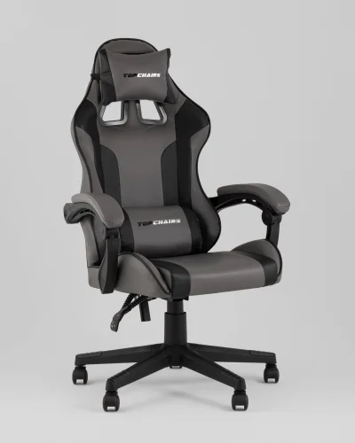 Кресло спортивное топчэйрс Коммандер, серо-черный УТ000039478 Stool Group, серый/экокожа, ножки/полимер/чёрный, размеры - 1170*1270***710*710 Кресло спортивное топчэйрс Коммандер, серо-черный УТ000039478 Stool Group, серый/экокожа, ножки/полимер/чёрный, размеры - 1170*1270***710*710