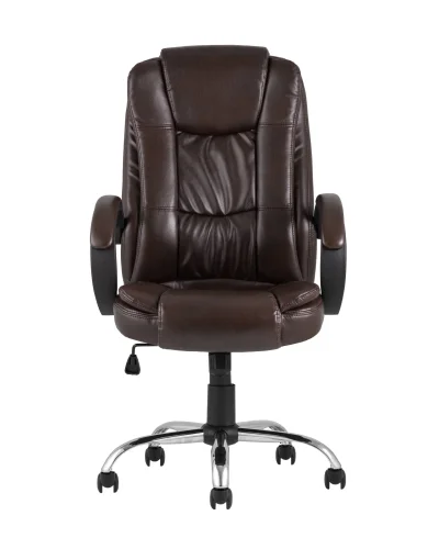 Кресло руководителя TopChairs Atlant NEW, коричневое УТ000005406 Stool Group, коричневый/экокожа, ножки/металл/хром, размеры - ****630*760 фото 3