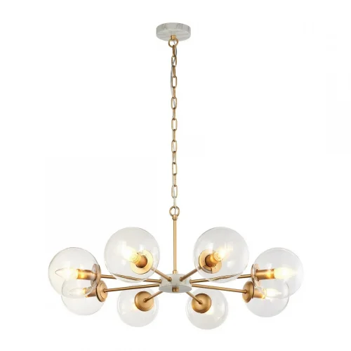 Люстра подвесная Marmore 2671-8P Favourite прозрачная на 8 ламп, основание золотое в стиле современный кантри шар
