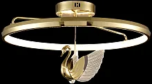 Люстра потолочная LED с пультом Letizia WE466.02.327 Wertmark золотая на 1 лампа, основание золотое в стиле современный с пультом кольца птички