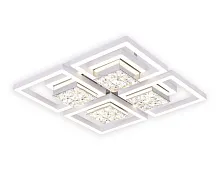 Люстра потолочная LED с пультом Cristal akril FA118 Ambrella light прозрачная белая на 1 лампу, основание белое в стиле хай-тек с пультом квадраты