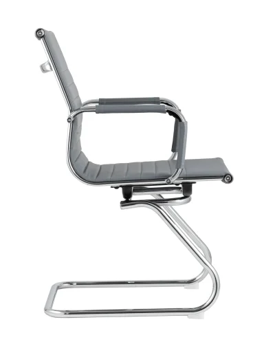 Кресло для посетителей TopChairs Visit, серое УТ000001930 Stool Group, серый/экокожа, ножки/металл/хром, размеры - ****550*630 фото 2