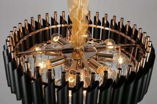 Люстра подвесная хрустальная Certaldo OML-81803-12 Omnilux прозрачная на 12 ламп, основание чёрное золотое в стиле классический  фото 3
