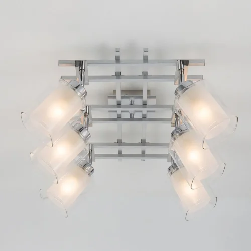 Люстра потолочная Риволи CL104160 Citilux белая прозрачная на 6 ламп, основание серое в стиле современный  фото 3