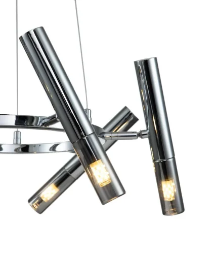 Светильник подвесной Sigaro V000236 Indigo серый чёрный 6 ламп, основание хром в стиле хай-тек трубочки фото 3