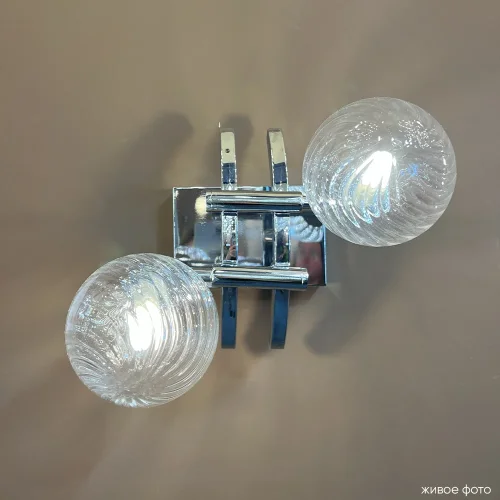 Бра LUXURY AP2 CHROME Crystal Lux прозрачный на 2 лампы, основание хром в стиле арт-деко шар молекула фото 6