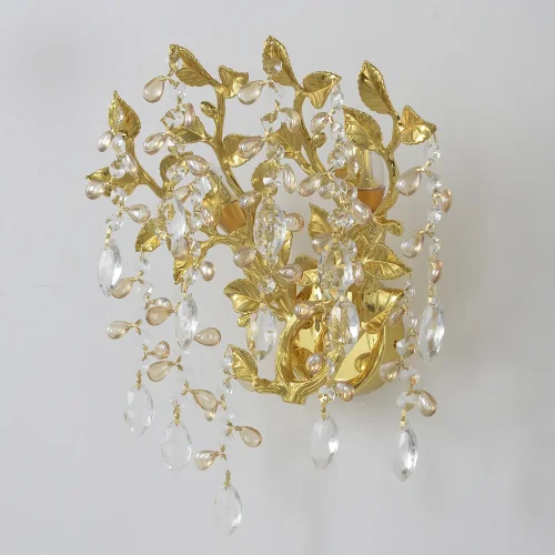 Бра EDEN AP2 GOLD Crystal Lux прозрачный на 2 лампы, основание золотое в стиле флористика фото 8