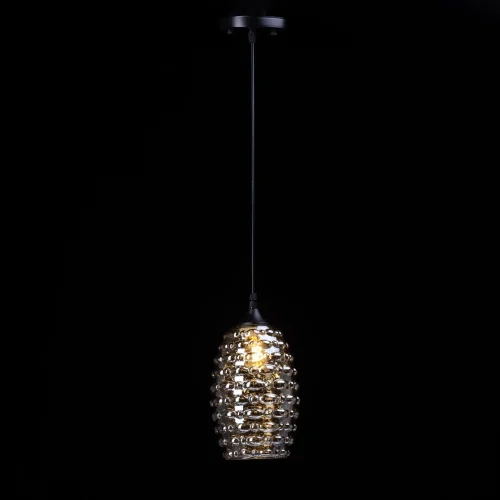 Светильник подвесной Соло 112010901 DeMarkt янтарный 1 лампа, основание чёрное в стиле современный  фото 2