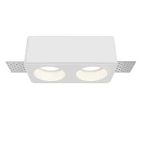 Встраиваемый светильник Gyps Modern GU10 2x10Вт DL123-GU10-02-W Maytoni белый на 2 лампы, основание белое в стиле современный хай-тек прямоугольный для затирки