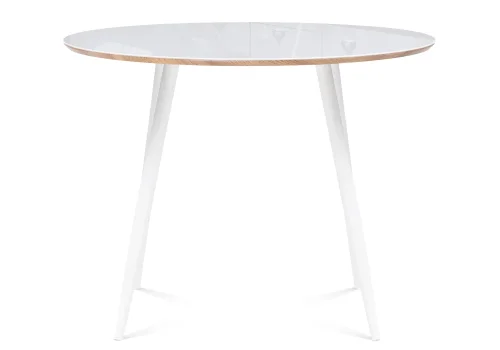 Стеклянный стол Абилин 90х76 ультра белое стекло / дуб вотан / белый матовый 516539 Woodville столешница белая из стекло фото 3