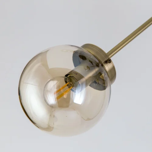 Люстра потолочная Планета CL105165 Citilux прозрачная янтарная на 6 ламп, основание венге в стиле современный лофт молекула шар фото 5