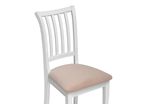 Деревянный стул Фрезино бежевый велюр / белый 515973 Woodville, бежевый/велюр, ножки/массив бука дерево/орех, размеры - ****460*520 фото 5