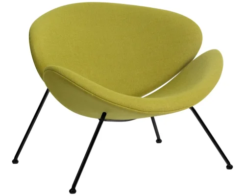 Кресло дизайнерское  72-LMO EMILY, цвет сиденья светло-зеленый (AF3), цвет основания черный Dobrin, зелёный/ткань, ножки/металл/чёрный, размеры - ****810*780
