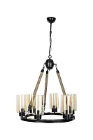 Люстра подвесная Ada TL1634R-06BK Toplight янтарная на 6 ламп, основание чёрное в стиле кантри лофт 