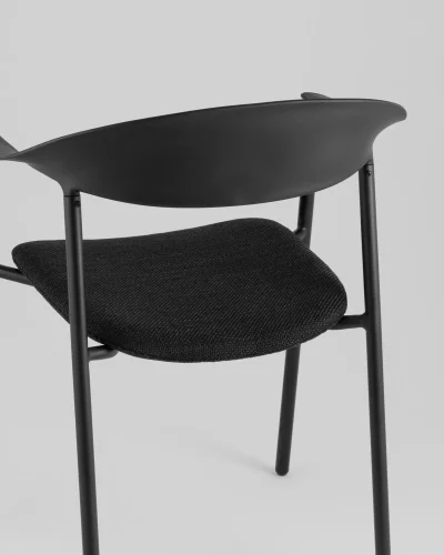 Стул Eila, с подушкой, пластик черный УТ000039776 Stool Group, чёрный/рогожка, ножки/пластик/чёрный, размеры - *775***502*591 фото 6