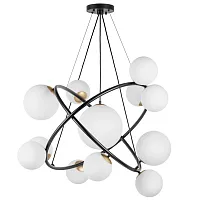 Люстра подвесная Croco 815417 Lightstar белая на 12 ламп, основание чёрное в стиле арт-деко модерн молекула шар