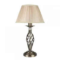 Настольная лампа Belluno OML-79114-01 Omnilux бежевая 1 лампа, основание бронзовое металл в стиле классический 