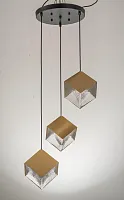 Светильник подвесной Kanai E 1.P2 S Arti Lampadari прозрачный золотой 3 лампы, основание золотое в стиле современный арт-деко каскад