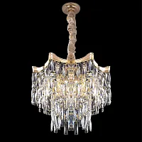 Люстра подвесная хрустальная Моника CL308252 Citilux прозрачная на 9 ламп, основание золотое в стиле современный классический 