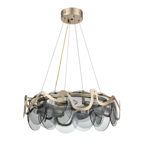 Люстра подвесная Melodia VL3294P08 Vele Luce серая на 8 ламп, основание бежевое матовое золото в стиле классический фото 2