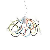 Люстра подвесная MULTIFLEX SP8 COLOR Ideal Lux разноцветная без плафона на 8 ламп, основание разноцветное белое в стиле модерн 