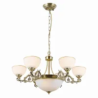 Люстра подвесная Адриана CL405293 Citilux белая на 6 ламп, основание бронзовое в стиле классический 