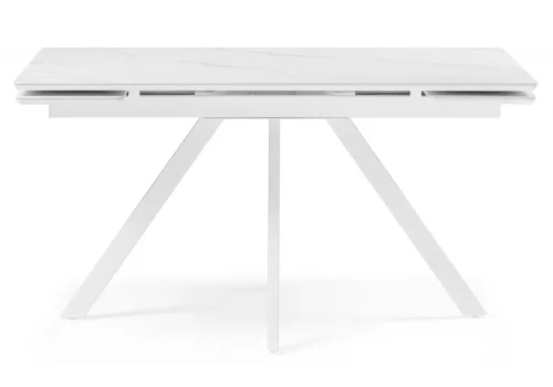 Керамический стол Вилли 140 (200) х 80 белый мрамор alpin white / snow white / белый 617084 Woodville столешница белая мрамор из керамика фото 6
