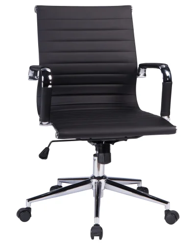 Офисное кресло для руководителей 118B-LMR CLAYTON, цвет чёрный Dobrin, чёрный/экокожа, ножки/металл/хром, размеры - 870*950***680*