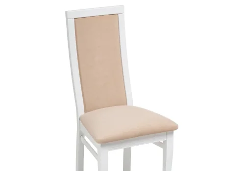 Деревянный стул Давиано бежевый велюр / белый 515978 Woodville, бежевый/велюр, ножки/массив бука дерево/белый, размеры - ****450*500 фото 5