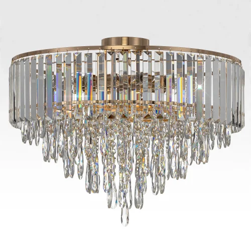 Люстра потолочная хрустальная Leonna CL320192 Citilux прозрачная на 10 ламп, основание золотое в стиле классический современный фото 4 Люстра потолочная хрустальная Leonna CL320192 Citilux прозрачная на 10 ламп, основание золотое в стиле классический современный фото 4