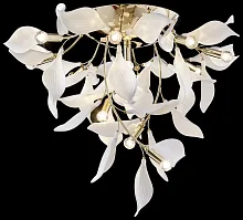 Люстра потолочная Miranda WE123.12.307 Wertmark белая на 12 ламп, основание золотое в стиле флористика современный ветви