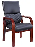 Стул руководителя President Wood CF Экокожа Черный EP 101 W PU Black Cf Everprof, чёрный/экокожа, ножки//, размеры - 1055*1055***625*