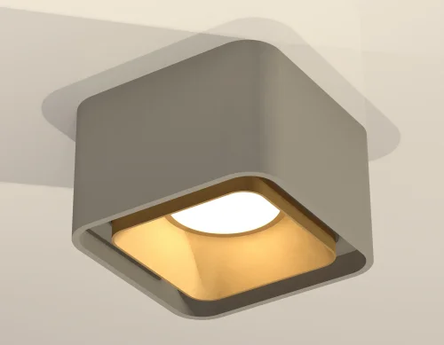 Светильник накладной XS7834004 Ambrella light золотой серый 1 лампа, основание серое в стиле хай-тек современный квадратный фото 3