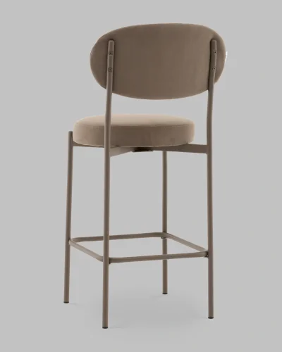 Стул Полубарный Бриф DD велюр капучино каркас капучино муар УТ000041511 Stool Group, коричневый/велюр, ножки/сталь/чёрный, размеры - ***** фото 4