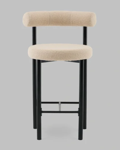 Стул полубарный Флорео букле бежевый УТ000041333 Stool Group, бежевый/букле, ножки/металл/чёрный, размеры - *****