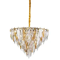 Люстра подвесная Cabrera 3509/01 LM-15 Divinare янтарная прозрачная на 15 ламп, основание золотое в стиле модерн 