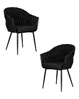 Стул обеденный набор 2 шт. SET-2 9691-LM MATILDA, цвет сиденья черная ткань (LAR 275-50), цвет основания черный Dobrin, /текстиль, ножки/металл/чёрный, размеры - *860***620*560