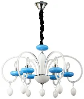 Люстра подвесная  377-193-06 Velante без плафона на 6 ламп, основание хром белое синее в стиле современный 