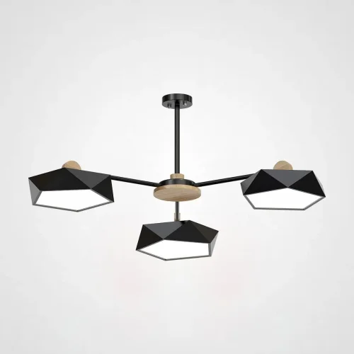 Люстра подвесная GEOMETRIC CH 3 черная 186750-26 ImperiumLoft белая на 3 лампы, основание чёрное в стиле скандинавский Люстра подвесная GEOMETRIC CH 3 черная 186750-26 ImperiumLoft белая на 3 лампы, основание чёрное в стиле скандинавский