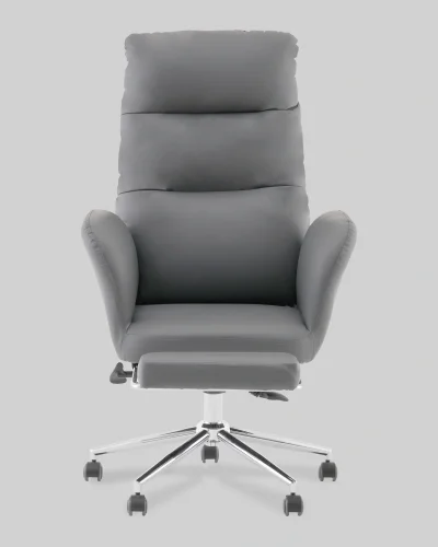 Кресло руководителя TopChairs Solid с оттоманкой, серый УТ000040807 Stool Group, серый/экокожа, ножки/металл/хром, размеры - 1200*1280**** фото 7