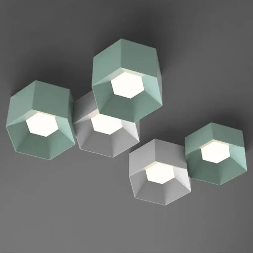 Светильник потолочный HEXAGON A 101669-26 ImperiumLoft зелёный на 3 лампы, основание зелёное в стиле современный фото 26