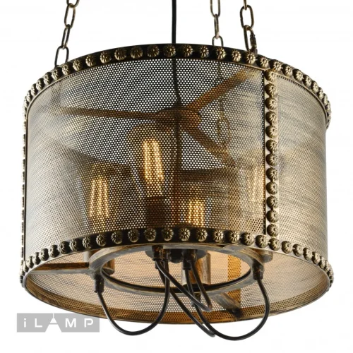 Люстра подвесная Loft P112-4 iLamp коричневая на 4 лампы, основание коричневое в стиле американский лофт модерн  фото 2