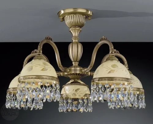 Люстра потолочная PL 6226/5  Reccagni Angelo бежевая на 5 ламп, основание античное бронза в стиле классика 