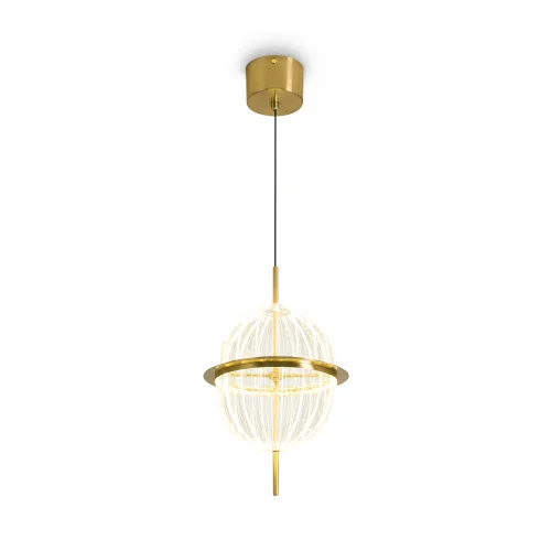 Светильник подвесной LED Whisper FR6184PL-L17BS Freya прозрачный на 1 лампу, основание латунь в стиле современный арт-деко 